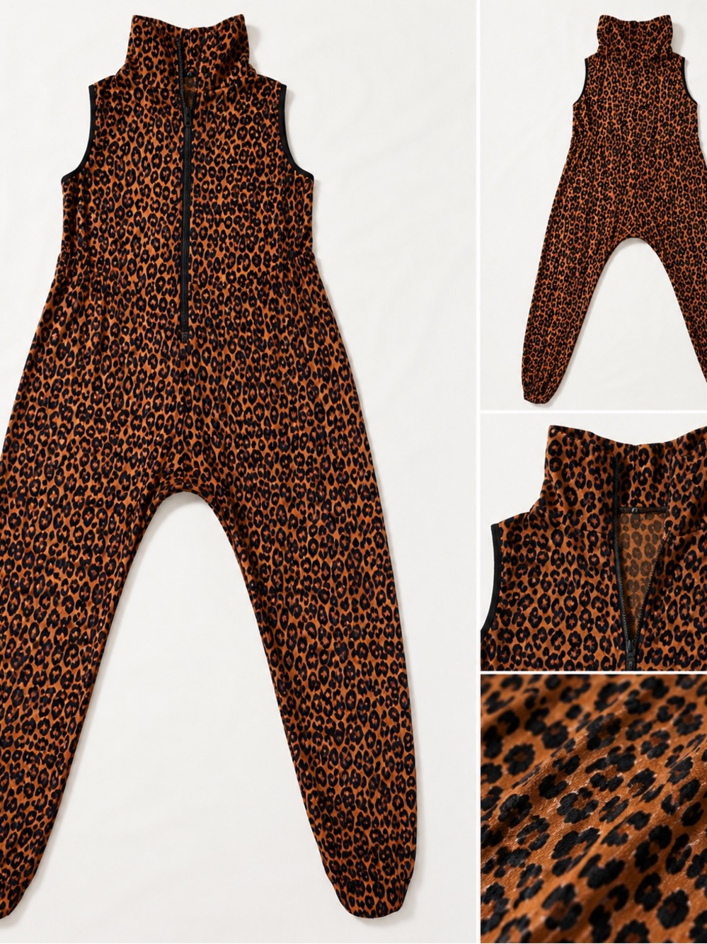 Kids Leopard Print One-Piece Jumpsuit - Brown